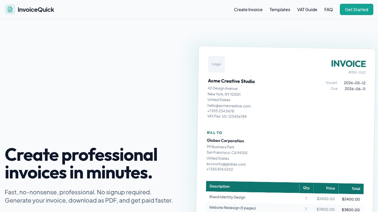 Download Random Invoices Free Invoice Generator South Africa | InvoiceQuick